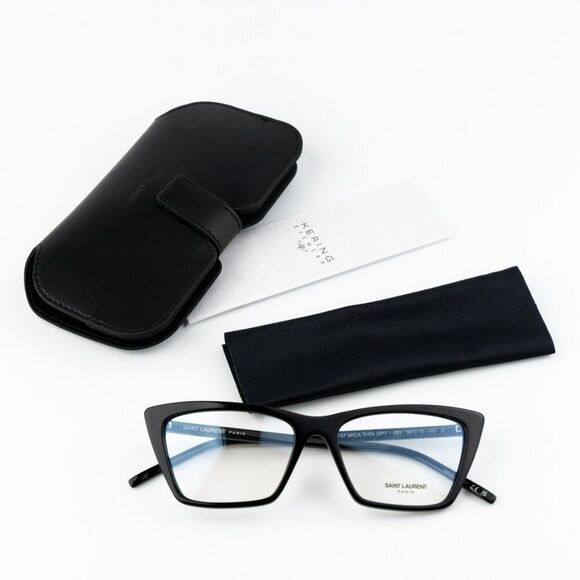 NEW Saint Laurent SL737 Mica Thin OPT 001 Black Cat Eye Unisex Eyeglasses - Picture 11 of 11